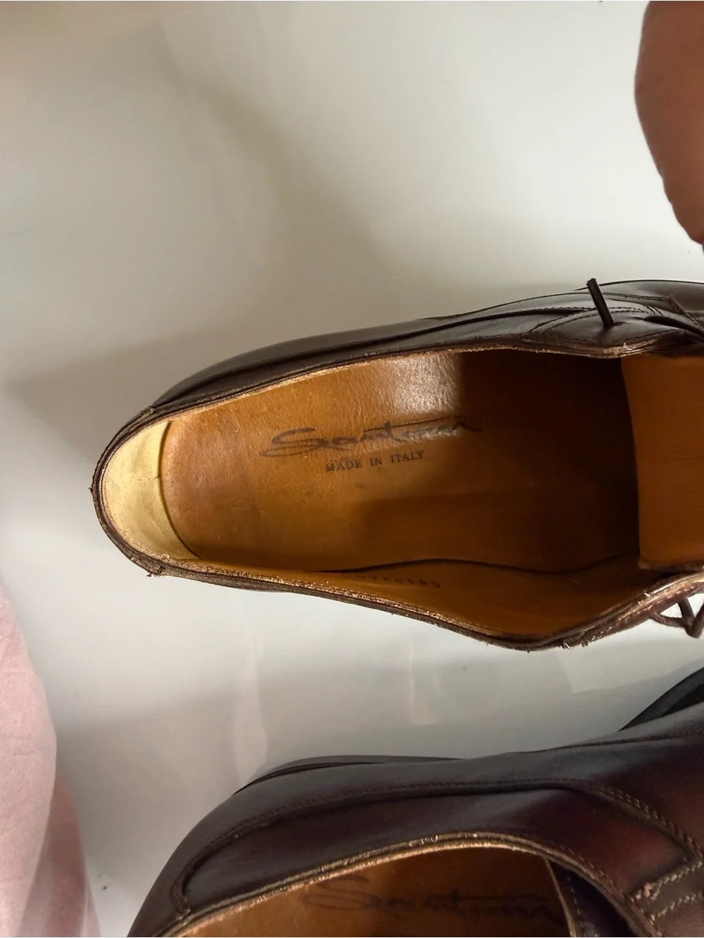 SANTONI Men’s Brown Leather Dress Shoes